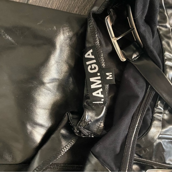 I. AM. GIA. Black faux leather catsuit Medium unworn - Picture 5 of 8
